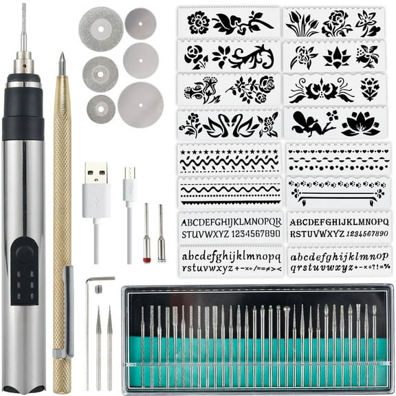 Electric Engraving Pen Cordless Micro Carving Pen with 3 Adjustable Speed 280mAh Rechargeable Engraver Machine Wireless Etching Engraving Tool for Jewelry Wood Metal Glass Stone