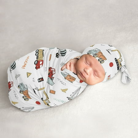 UPC: 0846480088370 | Construction Truck Baby Cocoon and Beanie Hat Sleep Sack Set by Sweet JoJo Designs