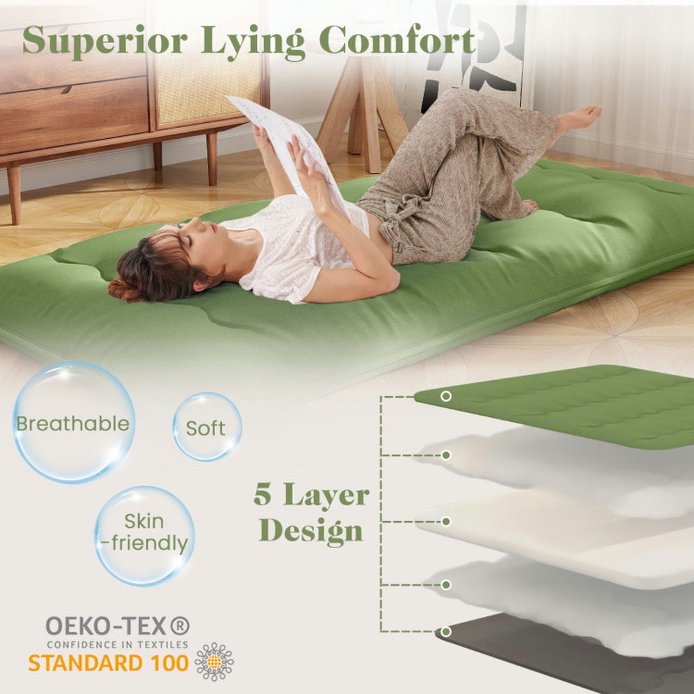 Kadyn Floor Mattress,Mattress Tatami Mat, Sleeping Pad,Floor Mattress with Washable Cover and Carry Bag-Twin Size
