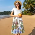 thumbnail image 4 of Naloa Herbs and Wildflowers Print Womens Summer A-Line Dress with Pockets,Short Sleeve Dresses,Flowy Beach Swing Dress for Vacation Travel, 4 of 6