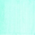 thumbnail image 1 of Ahgly Company Machine Washable Indoor Square Solid Turquoise Blue Modern Area Rugs, 3' Square, 1 of 4