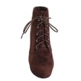 thumbnail image 3 of Forever Women Stacked Chunky Thick High Heels Ankle Boots Hidden Platform Lace Up Booties Camille-86 Suede Dark Brown 5.5, 3 of 3