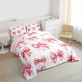 thumbnail image 3 of Homewish Deamy Bow-tie Teens Queen Comforter Set, Kawaii Red Pink Bowknot Bedding Sets, Princess Cartoon Bow Reversible Bedding Comforter Set, Super Cozy Room Decor, 3 Pieces, 3 of 8