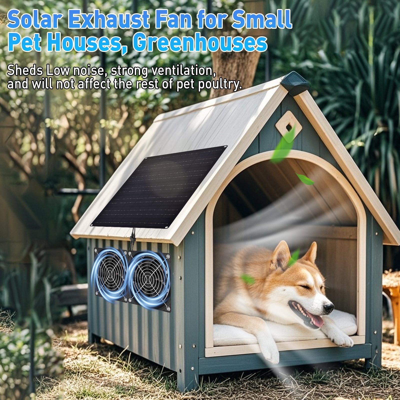 Jinghua Solar Powered Exhaust Fan for Chicken Coop,Pet House ,Sheds,15W, IP65 Waterproof, 1 Pack