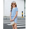 thumbnail image 5 of Arshiner Girls Lettuce Trim Short Sleeve Shirts Summer Ribbed Knit Crewneck Casual T Shirt Tops Tee Blouse, 5 of 6