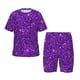 thumbnail image 1 of Balery Purple Glitter Conjunto de Pijama Infantil de Manga Corta con Estampado – Ropa de Dormir de Algodón Suave-X-Large, 1 of 6