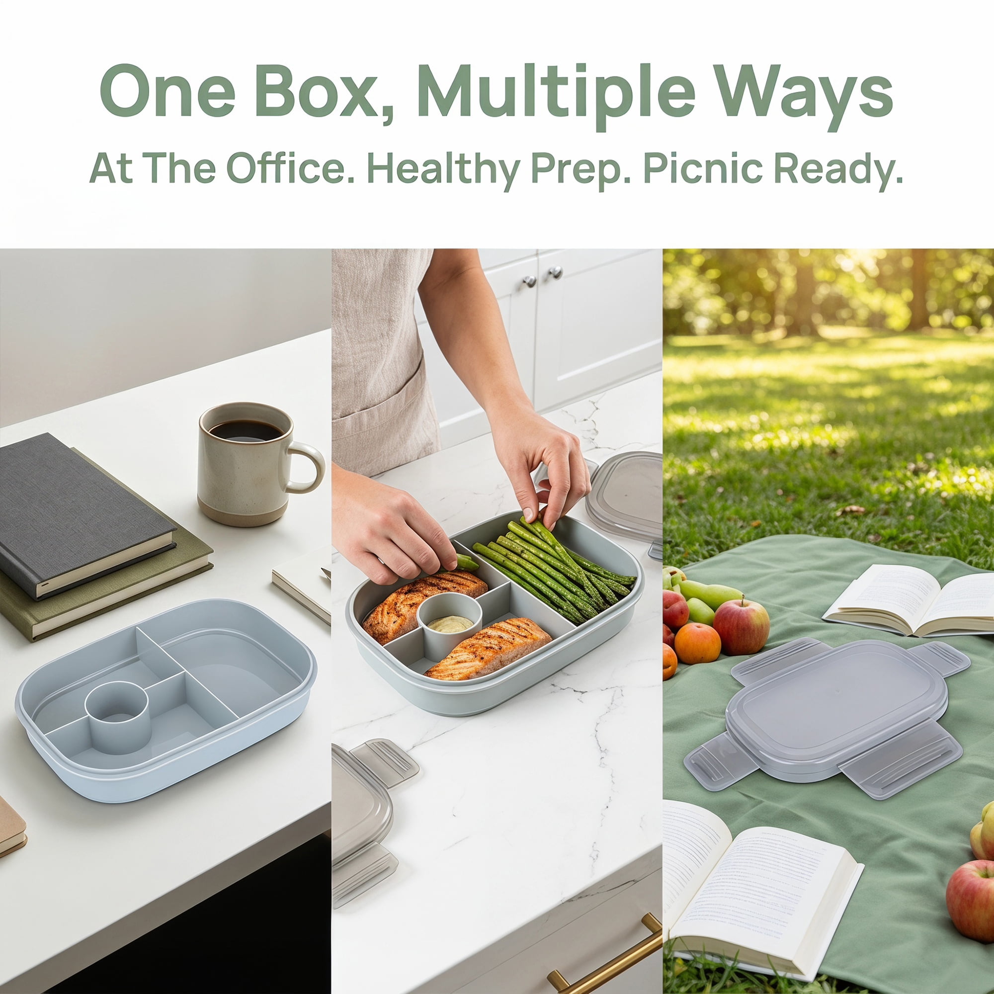 Unique Bargains Multi-Layer Leak-Proof Meal Lunch Bento Box Gray