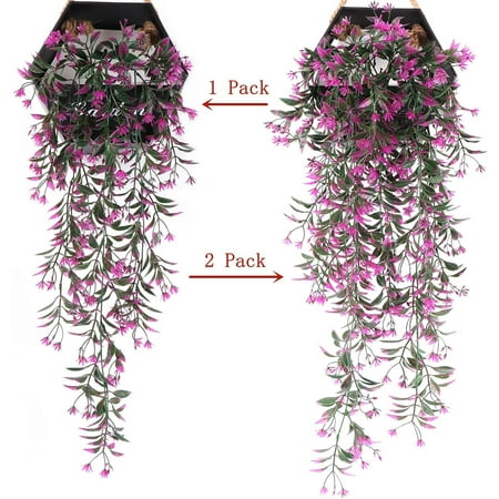 

Namzi-b Artificial Hanging Vines Plastic Flowers Ivy Plants Fake Vine Grass for Home Garden Outdoor Indoor Party Wedding Garland DIY Wall Decor Decoration Rose 2 Pack