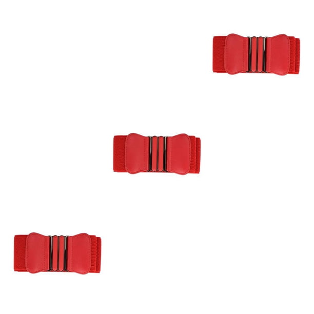 Minnieouse Cinturones de mujer Accesorio de ropa femenina simple Correa de cintura Hebilla de fijación exquisita Adornos de moda Cinturón de Rojo 3piezas