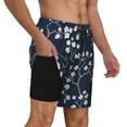 thumbnail image 3 of Picia Cherry Blossoms on Navy Background pattern Mens Swim Trunks with Compression Liner Stretch Beach Shorts Quick Dry with Zipper Pockets No-Chafing Board Shorts-XX-Large, 3 of 9