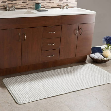 24" x 59" Memory Foam Extra Long Bath Mat by Somerset Home - Woven Jacquard Fleece - White
