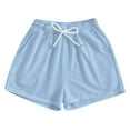 thumbnail image 3 of Simua Women's Causl Drawstring Shorts Solid Color Loose Pockets Elastic Waist Beach Shorts, 3 of 10