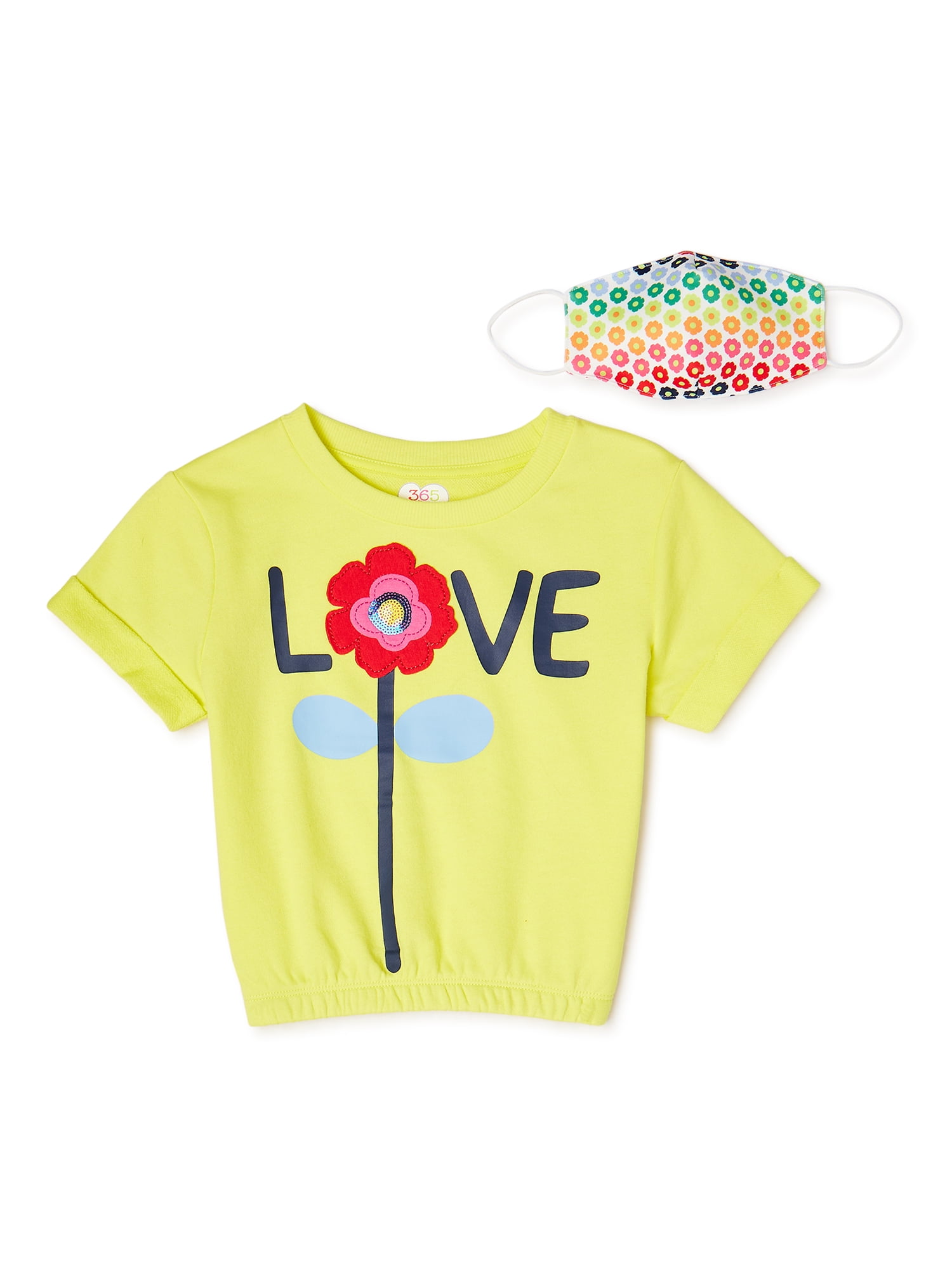 365 Kids From Garanimals Short Sleeve Peasant Regular T Shirt Little Girls Or Big Girls 2 Piece Set Walmart Com