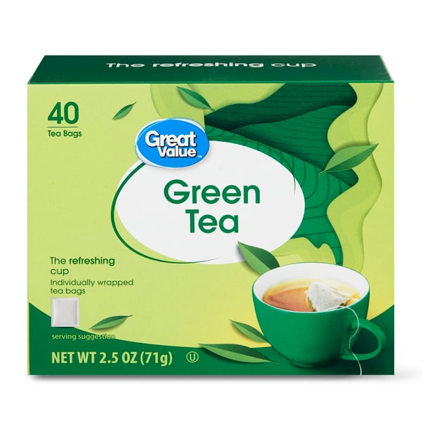 Great Value Green Tea Bags, 2.5 oz, 40 Count