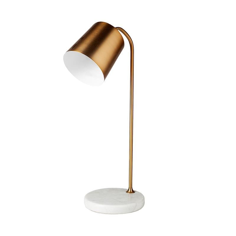 White Marble Base Table Lamp, Gold Tone Desk Lamp