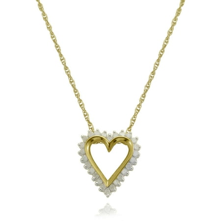 1/4 Carat T.W. Diamond 1 Micron Yellow Gold over Sterling Silver Heart Pendant, 18