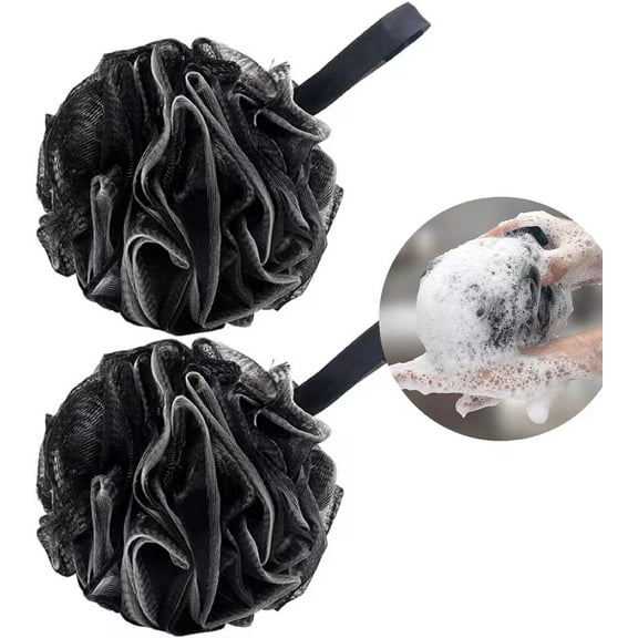 Bath Shower Loofah - Large Exfoliating Bath Sponge/Shower Sponge for Men & Women - Luxurious Body Scrubber Made with 60g Plush Mesh - (Black, 42 Pack)