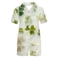 thumbnail image 5 of YWDJ Pajamas for Women Shorts St Patricks Day Green Lightweight Clover Short Sleeve Button Down Shirts 2 Piece Shorts Loungewear S, 5 of 6