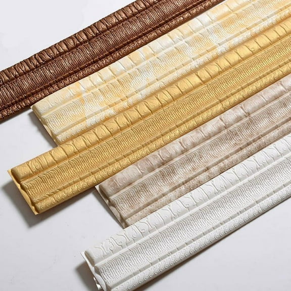 3.2" x 92.5" Self Adhesive Flexible Foam Molding Trim, 3D Sticky Decorative Wall Lines Wallpaper Border for Home, Office, Hotel DIY Decoration ( Light Yellow )