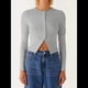 thumbnail image 5 of Blusas de Larga para Mujer, Cárdigan Ligero de Otoño, Camisetas para Salir, Blusas Acanaladas con Botones, Lindas y A Gris M, 5 of 10