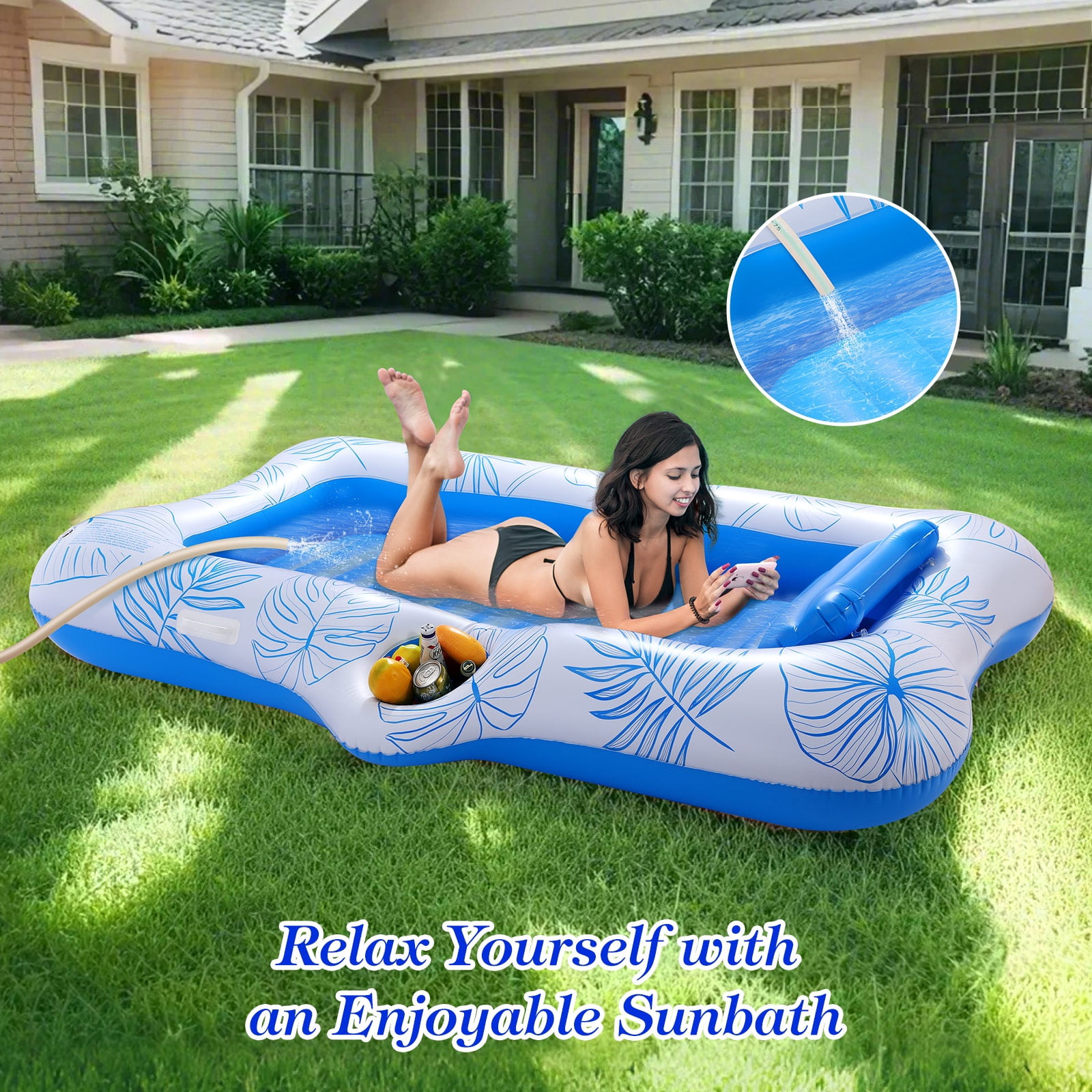 MoKo Inflatable Tanning Pool Floats Adult, Water Filled Tanning Bed Inflatable Lounger Pool Raft Toys Blow Up Pool for Backyard Lake Beach