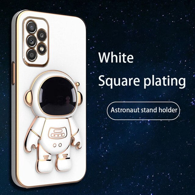 Funda con soporte plegable de astronauta para Samsung Galaxy S23 S22 S21 S20 S10 Plus Ultra A54 A52 A72 A12 A32 4G 5G cubierta con soporte chapado qiuyongmign unisex