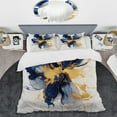 thumbnail image 2 of Designart "Strokes in Dark Blue and Gold I" Fractals Bedding Covert Set - Abstract Blue Modern Bed Set With 1 Sham, 2 of 6
