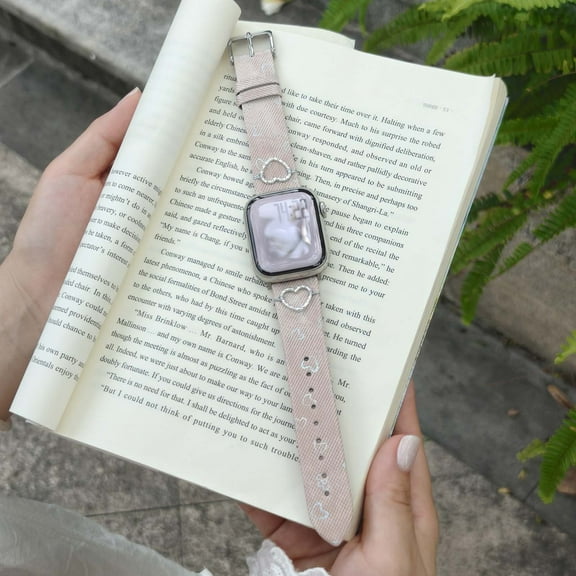 Dwitch Fashion PU Leather Watch Band Compatible with iWatch Band 2/44/45/46/49mm for Women,Adjustable PU Leather Replacement Smartwatch Wristband Fits for iWatch Series 10 9 8 7 6 SE Ultra,Pink