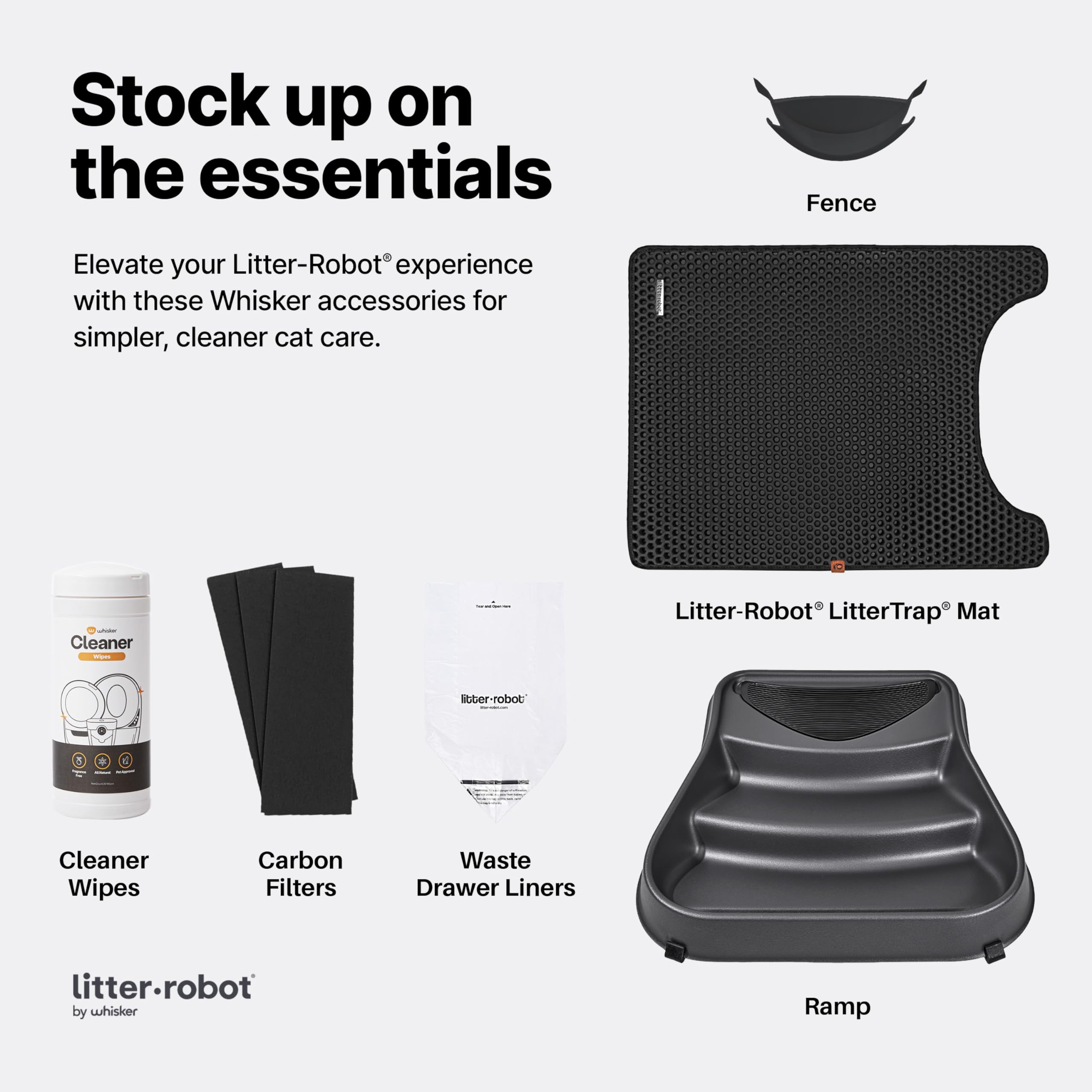 Litter-Robot 3 Ramp by Whisker, Grey Cat Ramp for Litter Box, Custom Fit for Litter-Robot 3, Reduces Tracking, Suitable for Small & Older Cats, Made in the USA