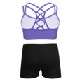 thumbnail image 2 of Yartina Big Girls 2-Piece Dance Gymnastics Sports Outfit Crisscross Back Crop Top with Booty Shorts Lavender 10, 2 of 6