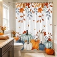 thumbnail image 6 of Orange Blue Pumpkins Fall Shower Curtains for Bathroom, Maple Leaf Botanical Thanksgiving Waterproof Fabric Shower Curtain, Decorative Bathroom Curtain for Bathtub, 72"x72", No Hooks Included, 6 of 9