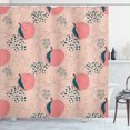 thumbnail image 1 of Ambesonne Peach Shower Curtain, Sketch of Fruits Dots Leaves, 69"Wx75"L, Dark Teal Pastel Pink, 1 of 3
