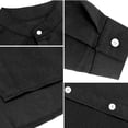 thumbnail image 6 of Htwon Mens long sleeve shirts Men's Stand Button-up Collar Linen Men Casual Shirt Solid Tops, 6 of 22