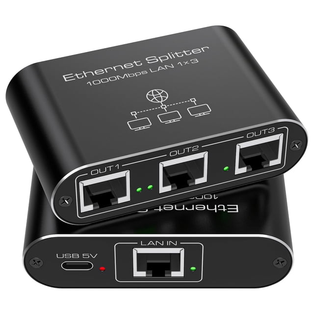 Divisor Ethernet PVBCTCSID de 1 a 3 redes de 1000 Mbps con USB
