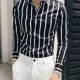 thumbnail image 4 of Camisas de hombre de manga larga de negocios a rayas camisa de hombre de alta calidad de lujo original con mangas estilo coreano venta Slim Fit Social, 4 of 5