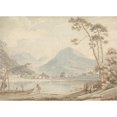 thumbnail image 2 of Thomas Sunderland 18x14 Black Ornate Wood Framed Double Matted Museum Art Print Titled - Landscape at Ambleside (ca. 1800), 2 of 5