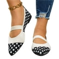 thumbnail image 6 of Everyday Comfortable Ballet Shoes, Walking Shoes Women Slip On, Women's Polka Dots Mesh Ballet Flats Bowknot Pointed Toe Ballerina Flats Closed Toe Comfortable Casual Work Shoes, White 6.5, 6 of 7