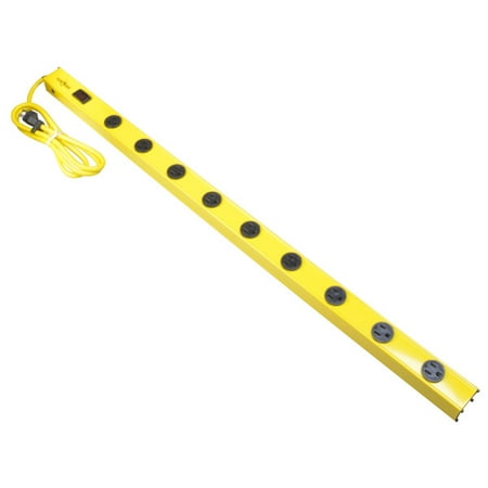 - Yellow Jacket 5153 14/3 SJT Workshop 3' Metal Bar with 9 Outlets, 15 Amp Circuit Breaker and 5' Cord