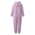 thumbnail image 3 of Moxiu Sherpa Romper for Women Fleece Lined Onesie Pajama One Piece Zipper Long Sleeve Hooded Jumpsuit Sleepwear Playsuit Loungewear Plus Size, 3 of 5