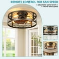 thumbnail image 5 of ModFusion 20" Rustic Caged Ceiling Fan with Lights, 8 Blades, Remote Control, 6-Speed Quiet Reversible Motor, Brown Black, 5 of 7