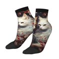 thumbnail image 3 of Salouo Flower Cat Couple Pattern Unisex Middle Tube Socks,Middle-Finger Knee High Socks Over The Calf Tube Stocking Crew Stockings for Women and Men Tube Socks, 3 of 8