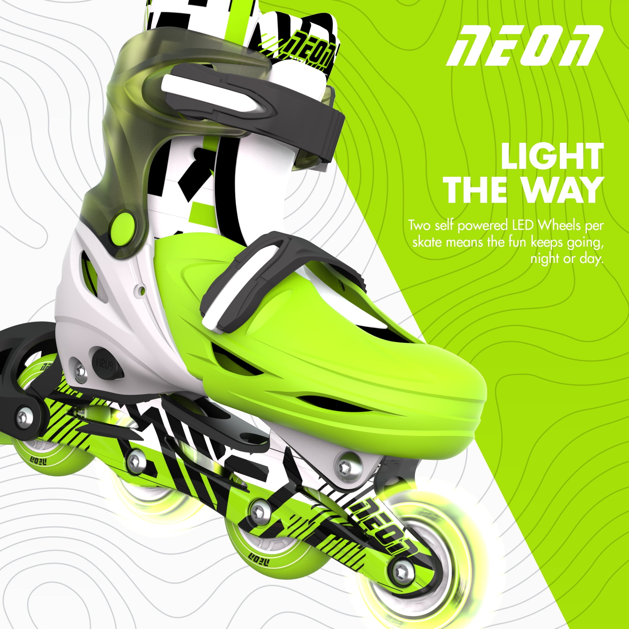 Yvolution Neon Kids Roller Skates Inline Size 3-6, One Pair, Skates for Boys and Girls, Green