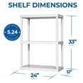 thumbnail image 3 of 3 Shelf Fixed Height Solid Light Duty Storage Unit 24 x 12 x 33" Organizer System for Home, Garage, Basement, and Laundry, White, 3 of 9