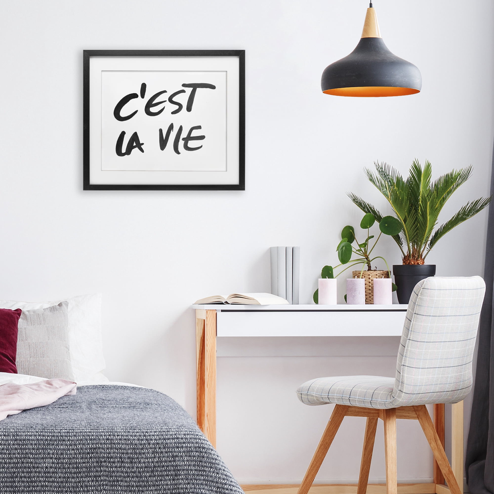 Stupell Industries C'est La Vie Minimal Text Black Framed Print Under Glass, design by SD Graphics Studio