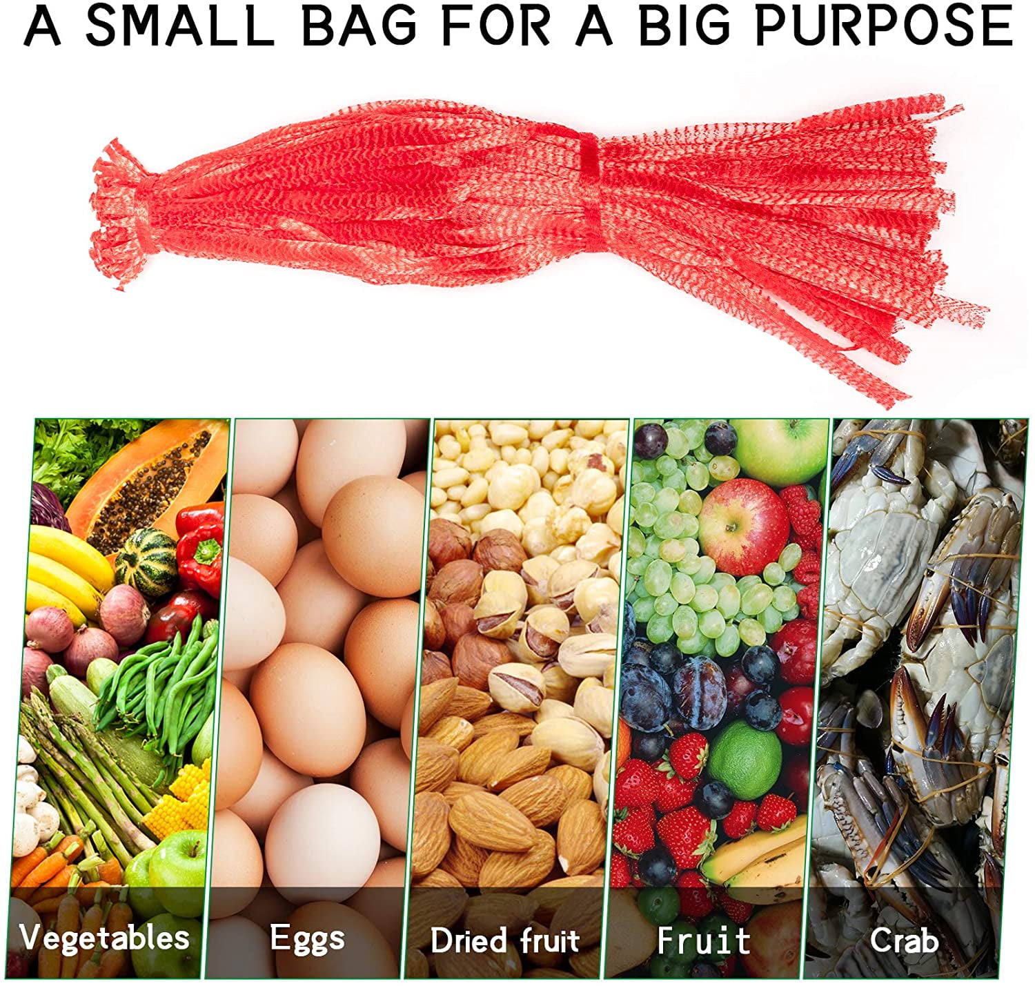  100Pcs Reusable Produce Bags, Shellvcase Onion Fruits Mesh  Produce Bags and Seafood Boil Bags, 24'' Net Storage Bags for Grocery  Shopping Storage of Fruit Vegetable Seafood Toy & Garden Produce(Red) 