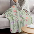 thumbnail image 3 of Pink Spring Floral Blanket Soft Cozy Warm Throw Blanket for Couch, Plush Fuzzy Flannel Fleece Blankets for Sofa, Farmhouse Flowers Sage Green Leaves Bed Blankets Lightweight Gifts for Women, 30"x40", 3 of 9
