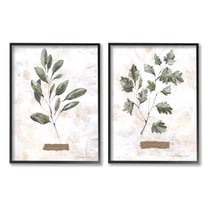 Stupell Country Herbs Basil Parsley Sprigs Botanical & Floral Painting Black Framed Art Print Wall Art, Set of 2