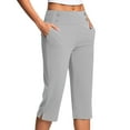 thumbnail image 3 of QATAINLAV Womens Yoga Capri Pants Summer High Waisted Side Split Legging Capris Pull On Stretch Dressy Casual Cropped Trousers with Pockets Gray XL Ofertas Del Dia de Hoy Relampago, 3 of 8