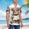thumbnail image 3 of Honeii Relaxed Cute Cow Reading Print Men’s Hawaiian Shirt,Classic Button-Down Short Sleeve Shirt, for Beach, Vacation, and Outdoor Activities,Medium, 3 of 7