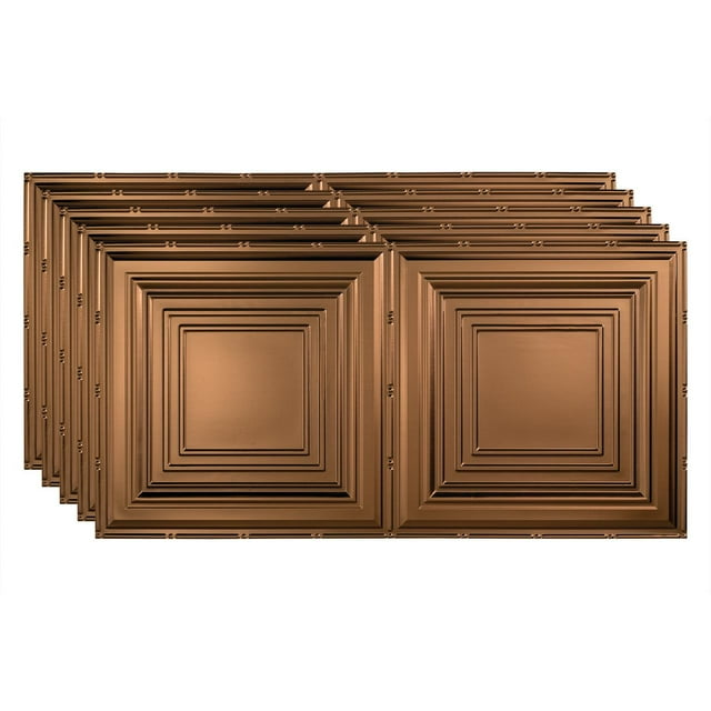 FASÄDE Traditional 3 Decorative Vinyl 2ft x 4ft Glue Up Ceiling Panel in Oil Rubbed Bronze(5 Pack)